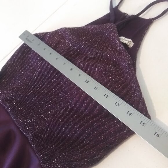 Xtraordinary women's size 9 plum metallic haltar dress - Picture 9 of 15